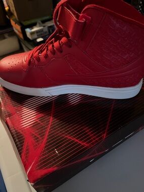Fila Men's Red High-Top Sneakers with White Sole